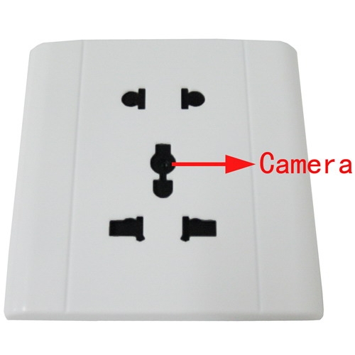 White Spy Electronic Outlet with Hidden Camera support TF Card - Click Image to Close